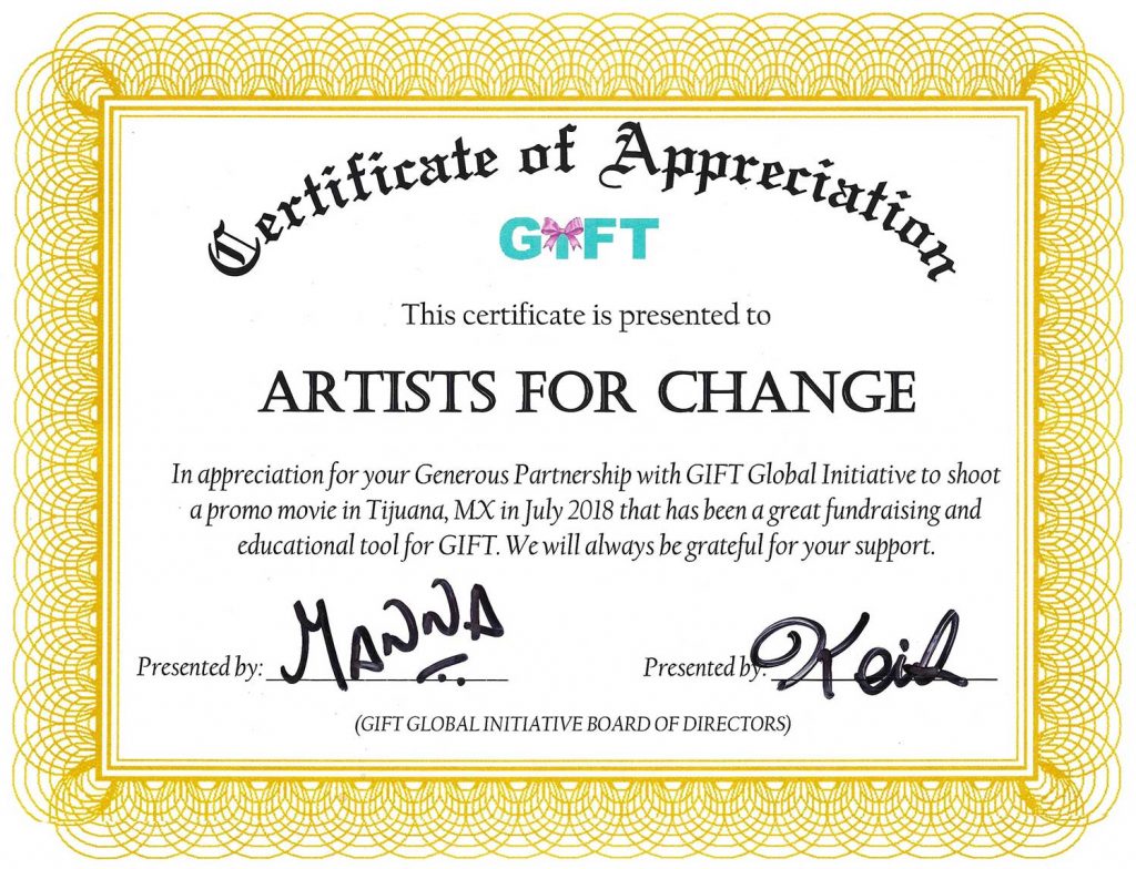 Certificate of Appreciation